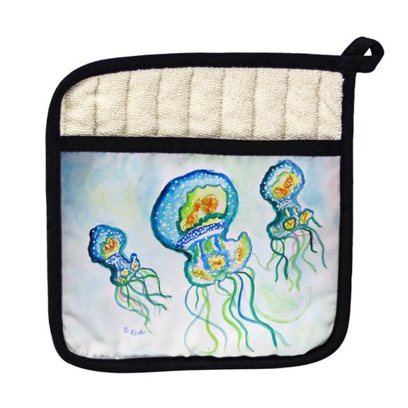Betsy Drake PT1039 Three Jellyfish Pot Holder
