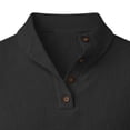 thumbnail image 7 of Yeaiivve Men Short Sleeve Henley Shirts Corduroy Slim Fit Basic Tee Classic Summer Mock Neck Button Placket Tee Shirts Black,L, 7 of 7