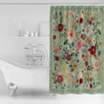 thumbnail image 2 of Shower Curtain, Pastoral Watercolor Flowers on Green Waterproof Shower Curtain Set with Hooks for Bathroom Showers,Stalls and Bathtubs,72x72In Flowers Leaves, 2 of 8