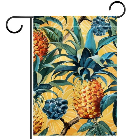 Pineapple Yellow Pattern Garden Flag Double Sided House Flag for Outdoor Home, Personalized All Year Round Yard Decor 12 x 18 Inch
