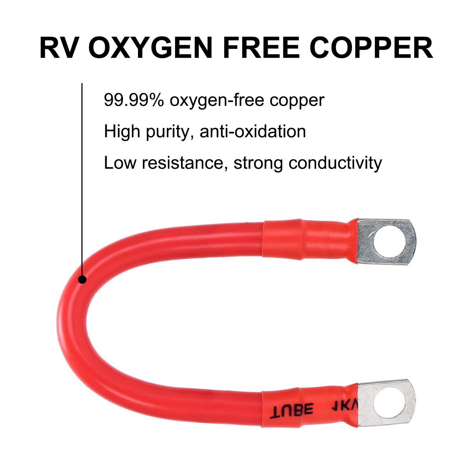 Marine Battery Cables, Battery Wire Cable, Inverter Cables with Terminals 2 AWG Gauge, Black Red Battery Connector, Power Inverter Cables for Auto Motorcycle Boats Marine Car