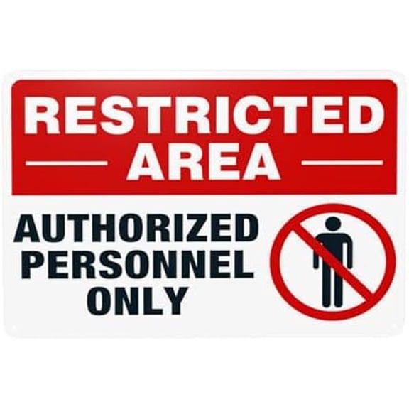 Restricted Area Authorized Personnel Only Warning Sign, Do Not Enter Security Metal Signs for Home Busines Outdoor Indoor Yard Garage Street Wall Caution Decor 12 x 8 Inch