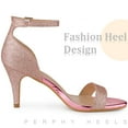 thumbnail image 2 of BLISSFUL STEP Women's Sandals Ankle Strap Stiletto Heels Glitter Sandals Pink 8, 2 of 4
