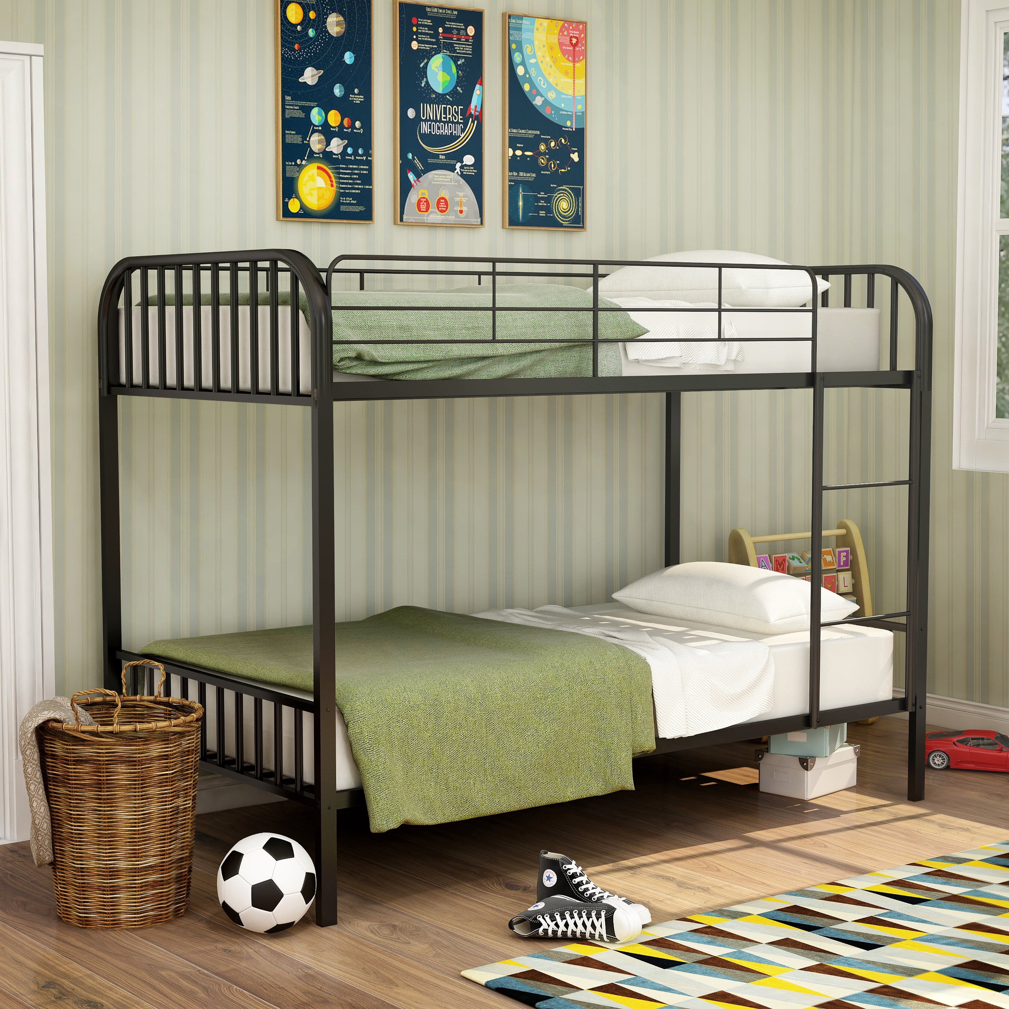 Furniture of America Trenton Metal Bunk Bed, Twin/Twin, Black Walmart