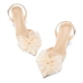thumbnail image 5 of Pennysue Women's Lace Bow Heels Closed Pointed Toe High Heel Ankle Strap Heeled Sandals Bride Wedding Party Dress Shoes, 5 of 8