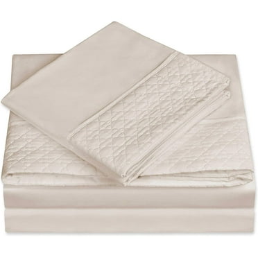 Luxury Best, Soft Coziest 4-Piece Bed Sheet Set! 1500 Premier Hotel Quality | Quilted Design on Flat Sheet and Pillowcases | Wrinkle Free, 100%, Twin, Cream