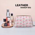 thumbnail image 4 of Cute Berry Flower Pink Makeup Bag, Large Capacity Travel Cosmetic Bag for Women Girls- Travel Toiletry Bag Leather Portable Waterproof Makeup Case Organizer with Handle, 4 of 4