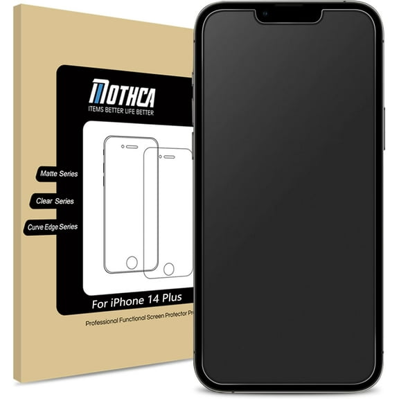 Matte Glass Screen Protector for iPhone 14 Plus, Anti-Glare, Anti-Fingerprint Tempered Glass Film,Case Friendly, Easy to Install, Bubble Free [Smooth as Silk]