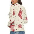 thumbnail image 3 of Snow Gift Sock Christmas Pattern Women's Turtleneck Sweater Long Sleeve Ribbed Fitted Turtle Neck Casual Fall Winter Collection Top M, 3 of 4