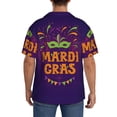 thumbnail image 3 of Uemuo Mardi Gras2 Pattern Cotton Linen Short Sleeve Shirts,Casual Lightweight Button Down Shirts,Vacation Beach Summer Tops-, 3 of 7