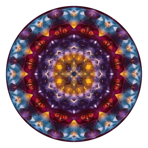 Colorful Tie Dye Mandala Pattern Round Fitted Tablecloth with Elastic Edge,Dining Table Cover Waterproof,Outdoor Round Tablecloth for Camping,Dining,Indoor and Outdoor