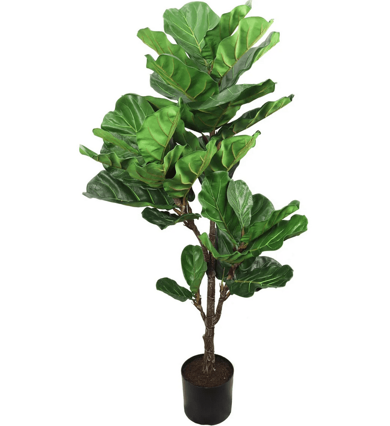 56" Silk Fiddle Leaf Fig Tree Lifelike Black Planter