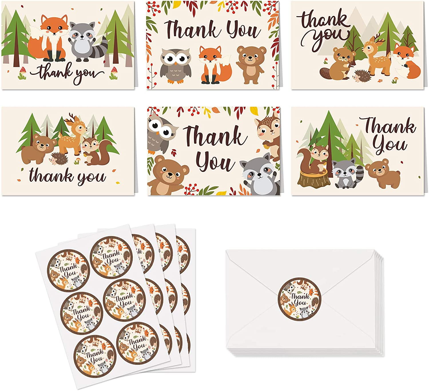 pastel notecards 5 pack cards baby shower cards new baby baby gift Pastel woodland animals note cards baby shower thank you