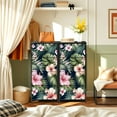 thumbnail image 6 of 4 Drawer Vertical Storage Dresser botanical tropical flowers foliage floral monstera with Wood Top Fabric Pull Drawers, 6 of 8