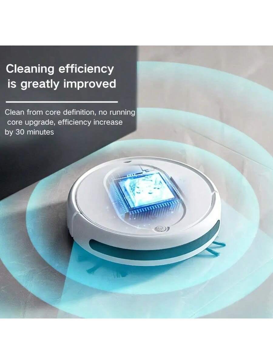 Robot Vacuum Cleaner with 1500Pa Strong Suction, 3-in-1 Robotic Vacuum for Hard Floors and Pet Hair, 150 min Runtime, Automatic Sweeper for Home Office Cleaning