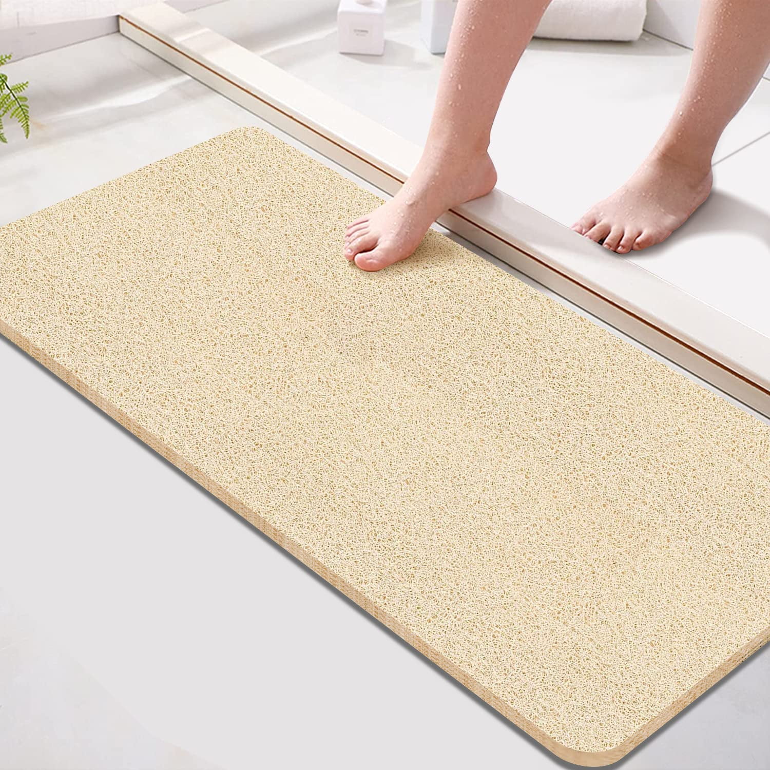 Extra Large Shower Mats Non Slip Without Suction Cups, 23.6 - 47.2 Inch, Bath  Mat for Textured Tub Surface, Loofah Mats for Shower and Bathroom, Quick  Drying, Beige - Yahoo Shopping