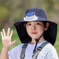 thumbnail image 4 of Summer Solar Powered Cooling Fan Safari Hat with UPF 50+ UV Protection Wide Brim Outdoor Fishing Headwear Black, 4 of 6