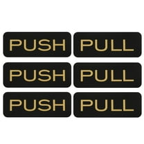 3Set Push Pull Door Stickers, 4.7in Push and Pull Signs Plate Acrylic Vertical Self-Adhesive for Doors Glass Window Business Stores, Rectangle, Black Gold