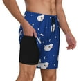 thumbnail image 3 of Haiem Moon Lamb Mens Swim Trunks with Compression Liner 2 in 1 Swimming Shorts Stretch Swimwear Quick Dry,Board Shorts-Medium, 3 of 9