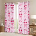 thumbnail image 2 of jejeloiu Pink Bowknot Cherries Black Out Curtains,Geometric Polka Dots Curtains Pack of 2 (42x63 Each) For Girls Women, 2 of 6