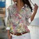 thumbnail image 1 of Fiudx Ofertas Flash Del Día Camisa con Botones de Solapa Estampada de Serie Informal Regular de Manga Larga para Mujer, 1 of 5