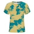 thumbnail image 5 of TKLPEHG Womens Tunic Tops Short Sleeve Crew Neck Tunic Tops Comfy Loose Summer Fashion Tie Dyed Print Graphic Tee Casual Outfits (Yellow,XL), 5 of 6
