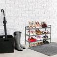 thumbnail image 4 of Seville Classics 3-Tier Stackable 9-Pair Resin Slat Metal Frame Shoe Storage Rack Organizer, Silver Mist, 4 of 7