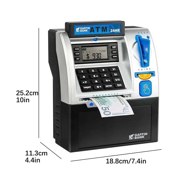 Bank For Real Digital Electronic Saving Machine Box With Debit Card Bill Feeder Recognition Calculator Password Lock Case Boys