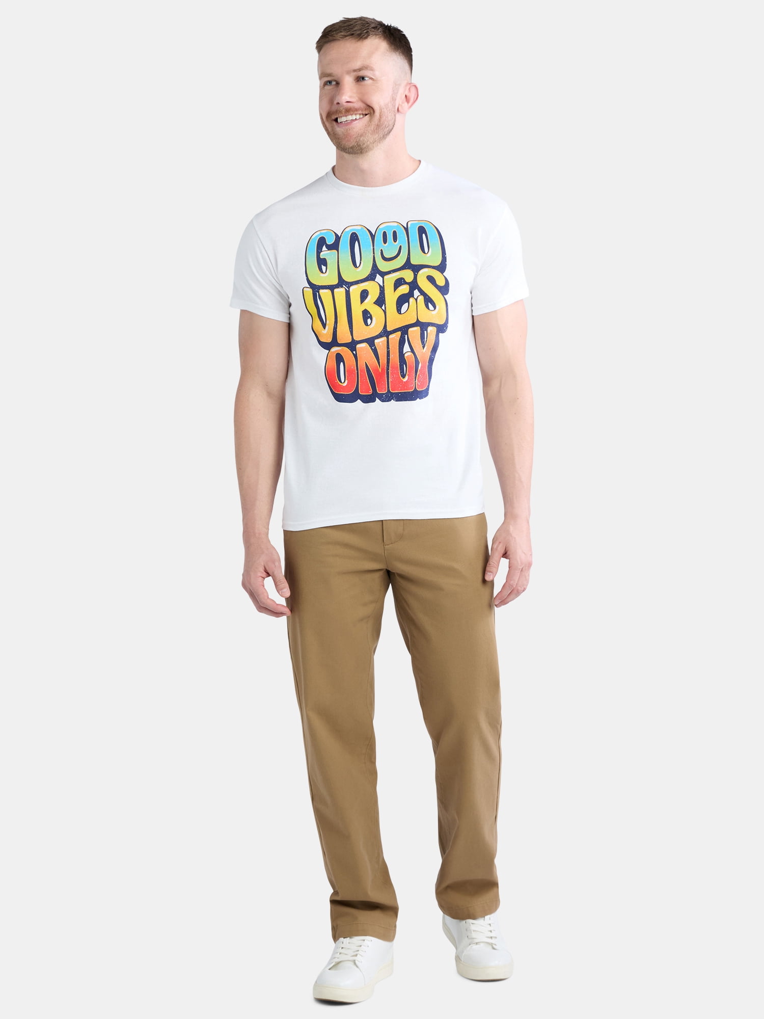 Men's and Big Men's Good Vibes Only Cotton Graphic Tee, Size S-3XL