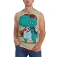 thumbnail image 2 of Lsque Cool Dino Playing Skateboard Print Men's Cotton Blend Sleeveless Muscle Shirts (S-3XL)- Moisture Wicking, Odor Protection, UPF 30+,XX-Large, 2 of 8