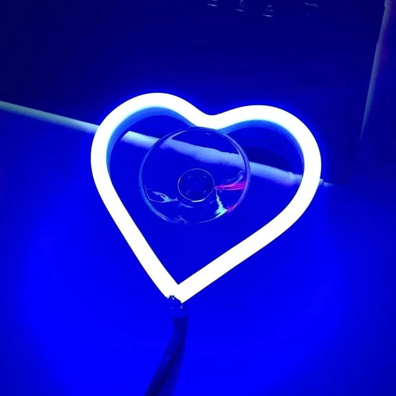 Fakrich Car Window Neon Heart Light, Heart Shaped Lights Neon Light Valentine Heart Lights for Wall Window Decor Valentine's Girl Room Wedding Party(Blue)