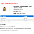 thumbnail image 2 of Oil Filter Kit - Compatible with 2008 - 2015 Volvo XC70 2009 2010 2011 2012 2013 2014, 2 of 2