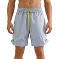 thumbnail image 2 of lcziwo Men Shorts with Pockets Summer Outdoor Elastic Waist Beach Shorts Hiking Fishing Casual Drawstring Dress Shorts Light Blue L, 2 of 6