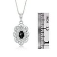 thumbnail image 4 of RYLOS Matching Set Sterling Silver Floral Halo Pendant Necklace & Ring. Gemstone &  Diamonds, 18" Chain. 6X4MM  Black Star Sapphire March Birthstone; Size 10, 4 of 6