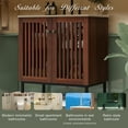 thumbnail image 6 of 30" Vintage Bathroom Vanity with Ceramic Sink, Modern Bathroom Vanity Cabinet with 2 Soft-Close Doors (Fence-Design) and Large Storage Space, Equpiied with 4 Sturdy Metal Legs, Antique Dark Brown, 6 of 26