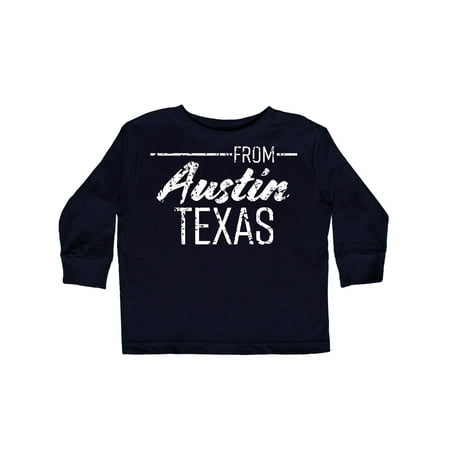 

Inktastic From Austin Texas in White Distressed Text Gift Toddler Boy or Toddler Girl Long Sleeve T-Shirt