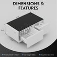 thumbnail image 2 of 41" Smart Fridge Coffee Table, 93L Refrigerator, Bluetooth, Touch Control Panel, 15W Wireless Charger, USB Ports, Speaker, Atmosphere Light, for Living Rooms, Offices, Conference Rooms– White, 2 of 8
