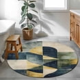 thumbnail image 3 of Round Rugs 3Ft, Navy Blue Yellow Geometric Round Area Rug Washable Indoor Throw Carpet, Modern Abstract Art Small Non Slip Circle Rug for Bedroom Living Room Home Decor Aesthetic, 3 of 8