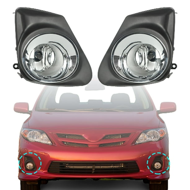 LABLT L+R Clear Lens Fog Lights+Wiring Harness+Switch Set for Toyota