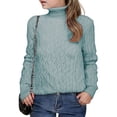 thumbnail image 4 of Mercatoo Cable Knit Turtleneck Sweater for Girls Long Sleeve Comfy Solid Pullover Shirt Kids Fall Winter Warm Soft Tops, 4 of 7