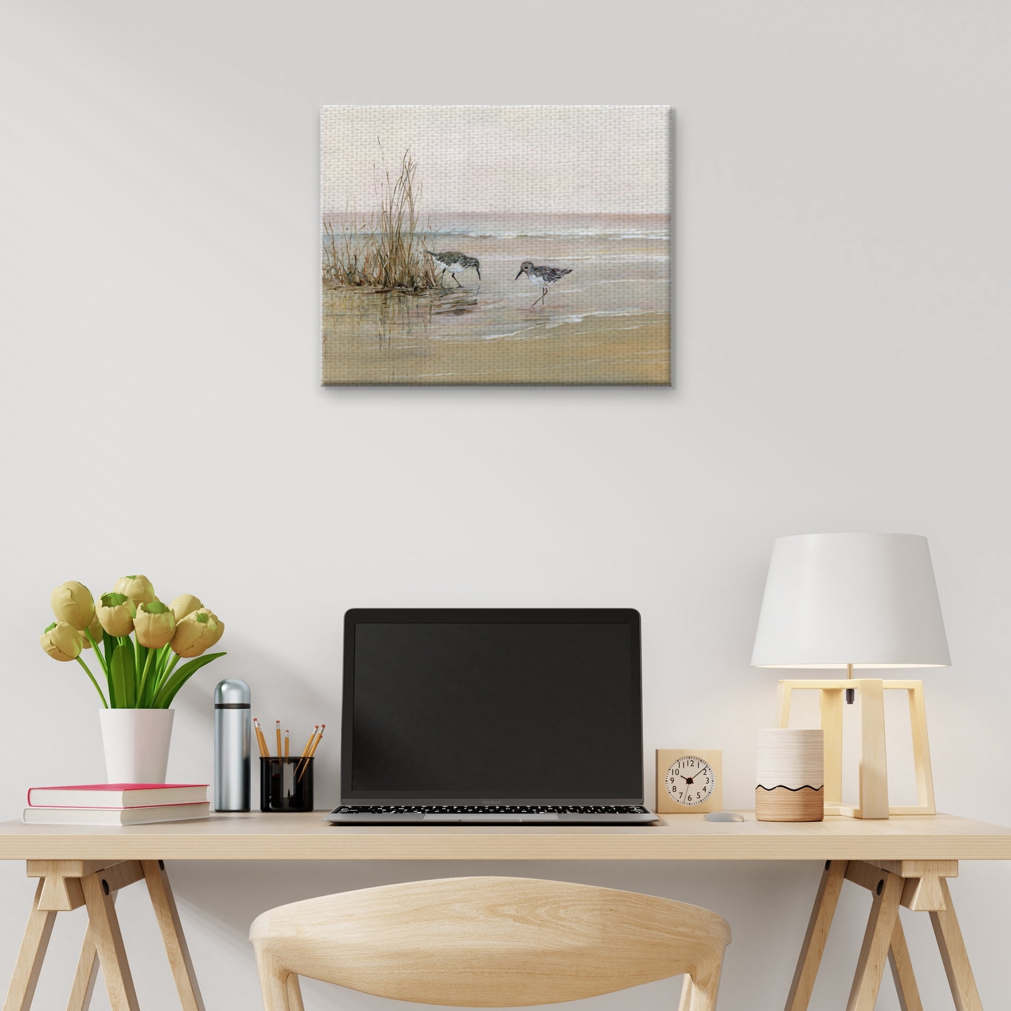 Fine Art Canvas Early Risers I Sandpiper Beach Birds by Sally Swatland Canvas Art Print