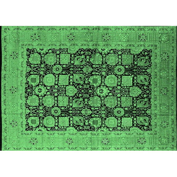 Ahgly Company Indoor Rectangle Oriental Emerald Green Industrial Area Rugs, 5' x 8'