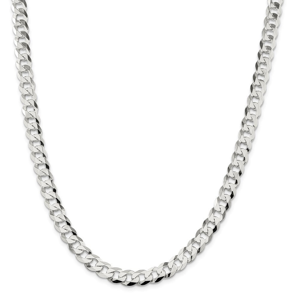 Sterling Silver 8.5mm Close Link Flat Curb Chain Necklace - 39.8 Grams ...