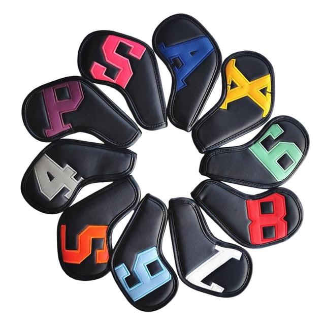 10 fundas de cuero para hierros de golf, fundas para cabezas de palos de golf, accesorios de golf, protectoras modernas, ligeras, para interior y