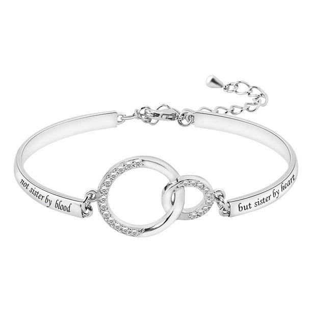 Fiudx Pulsera de La Amistad, Joyería de Cobre y Símbolo de Corazón, Dije de Amor Ajustable, Cita Grabada "Unión Entre Hermanas", Regalo para Ocasiones Especiales, Accesorio para Mujer, Acabado En Oro