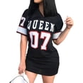 thumbnail image 4 of Vestido camisero para mujer, Vestido corto con estampado de Reina de Hip Hop, Camiseta larga holgada con cuello en V, minivestido Sexy, 4 of 4