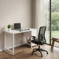 thumbnail image 5 of edx Computer Desk with 2 Drawers 47 Inch PC Table Study Writing Desk with Storage Shelf Headphone Hook, Simple Style Small Desk for Home, White, 5 of 8