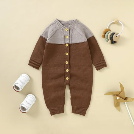 

KTJTDRVH Toddler Boys Casual Romper Knit Romper Cotton Long Sleeve Boy Girl Patchwork Sweater Clothes Baby Jumpsuit Spring Fall Outerwear