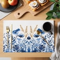 thumbnail image 2 of Blue Flower Placemats Set of 2, Spring Vintage Botanical Plant Abstract Art Watercolor Non-Slip Place Mats Washable Table Mats for Kitchen Dining Table Decorations Indoor/Outdoor, 2 of 9