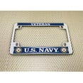 thumbnail image 4 of [Officially Licensed Product] - Motorcycle Domed Custom-Made Personalized Metal License Plate Frame with Veteran US Navy Eagle, Anchor Logo Design - Chrome, 4 of 8